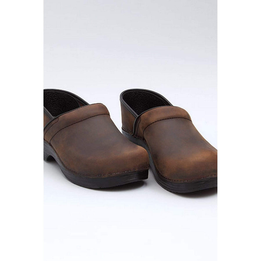 dansko brown leather clogs