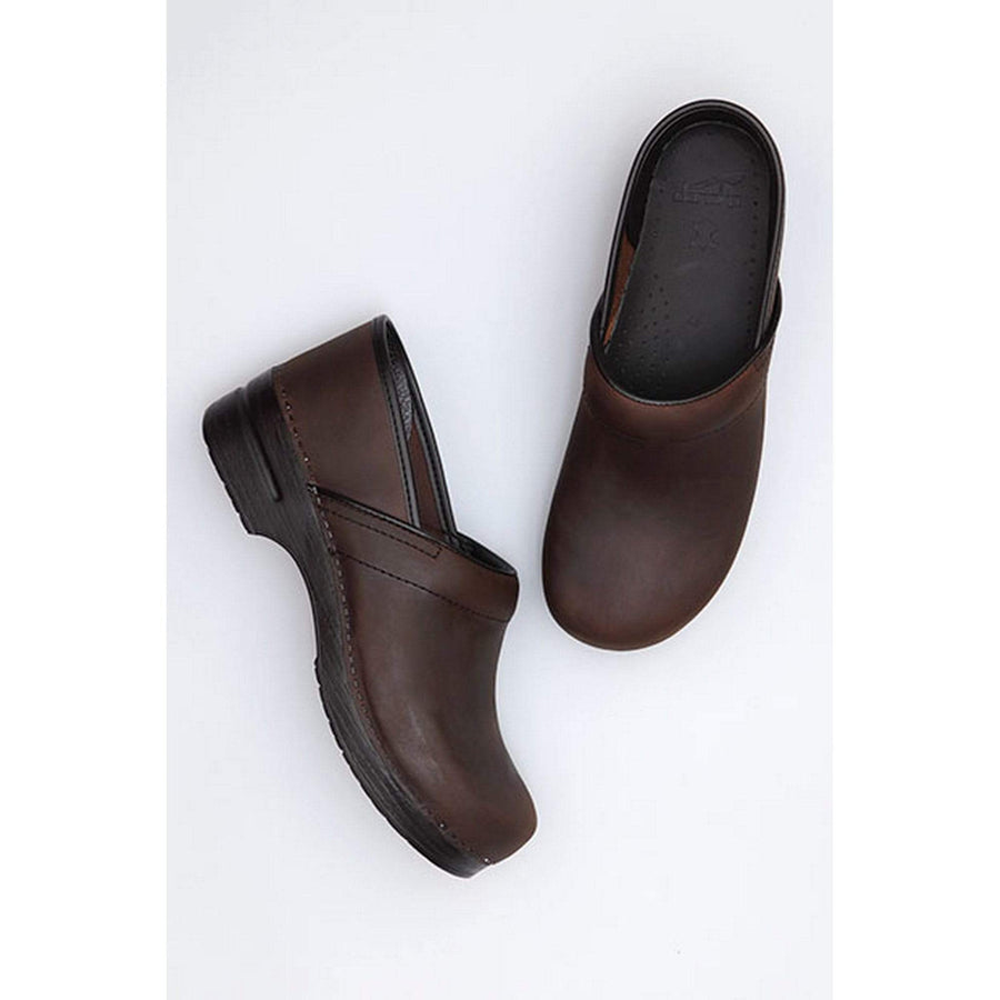 dansko brown leather clogs