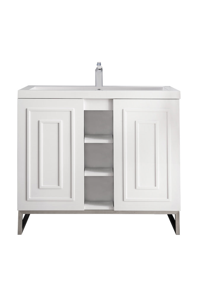 Alicante' 39.5 Single Vanity Cabinet, Glossy White, Radiant Gold – The  Lifestyle Lab