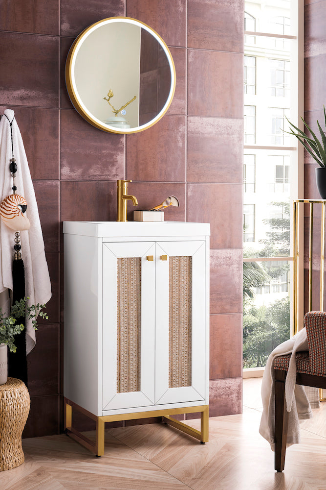 Chianti 24 Bathroom Vanity, Glossy White, Radiant Gold