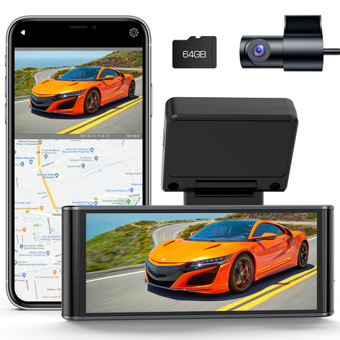 3.16'' Touch SCreen Inside WiFi GPS Dual Dashcams  Front and Rear,