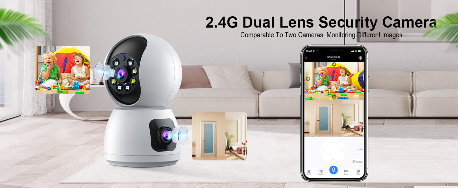 Dual Lens Indoor Security Camera