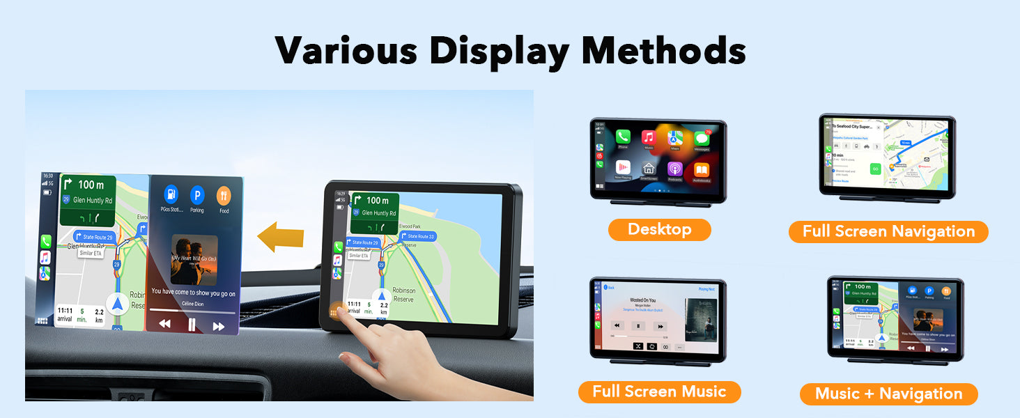 7" HD Wireless Car Stereo with Apple Carplay and 1080P Backup Camera, Android Auto Adapter with GPS Navigation, Bluetooth,Airplay