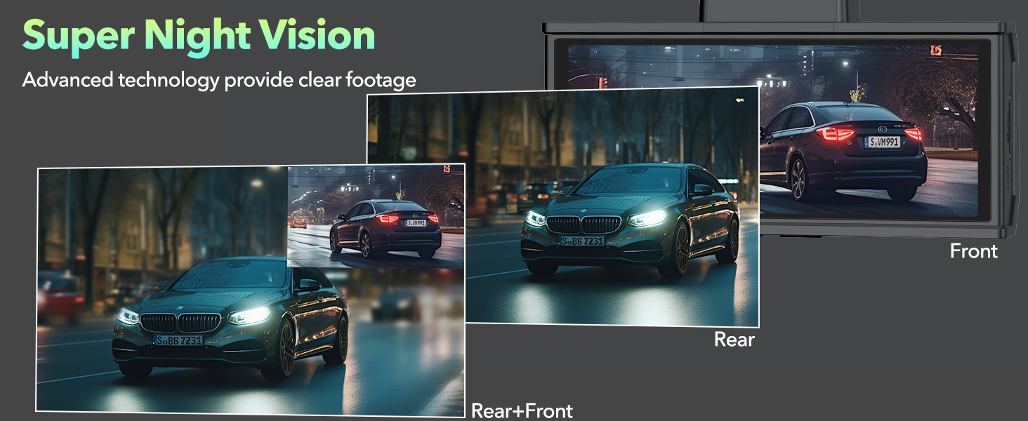 4K Dual Dash Camera Front and Rear with 3.16'' Touch Screen and 128GB Card