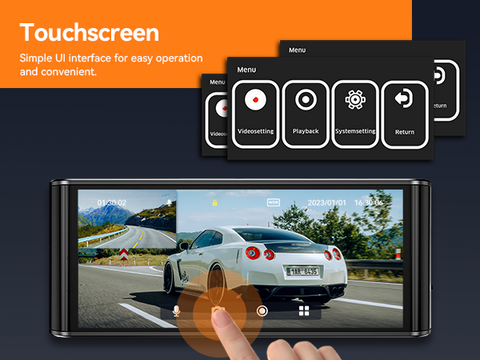 3.16'' Touch SCreen Inside WiFi GPS Dual Dashcams  Front and Rear,