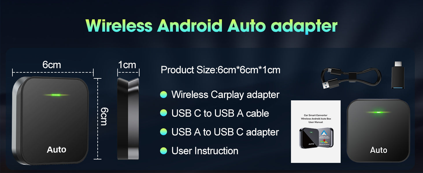 Wireless Android Car Adapter, Plug and Play for OEM Factory Wired Android Car