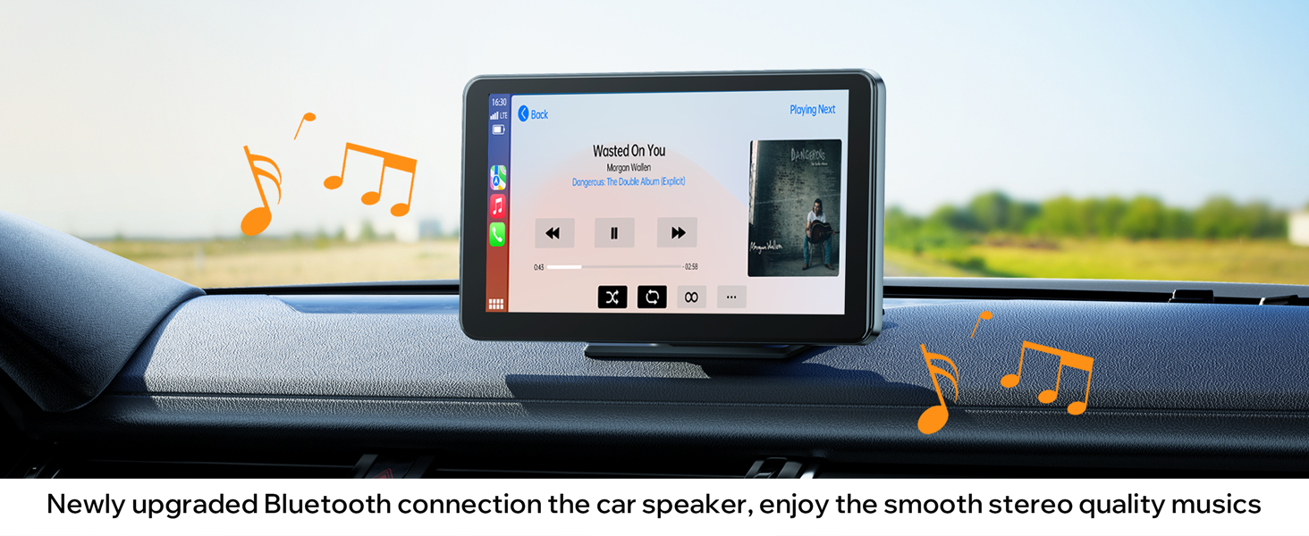 Portable Wireless Car Stereo Apple Carplay with 7''HD Touch Screen, Car Radio Receiver with GPS Navigation