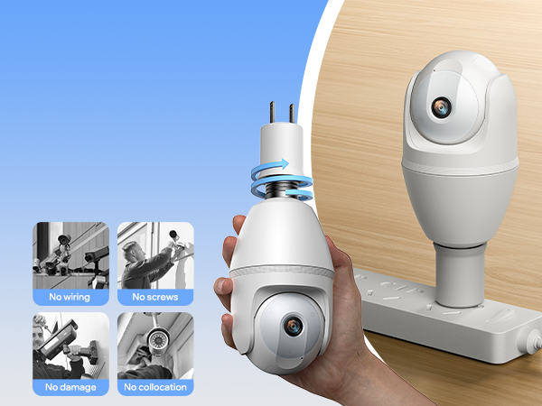 1080P 2MP WiFi Security Camera for Home Outdoor Bulb Camera Support 2.4G/5G WiFi, Motion Detection and Siren Alarm