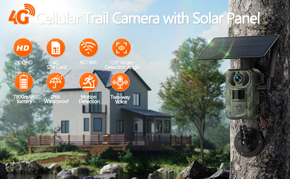 4G LTE Cellular Trail Camera Solar Power Wildlife Camera