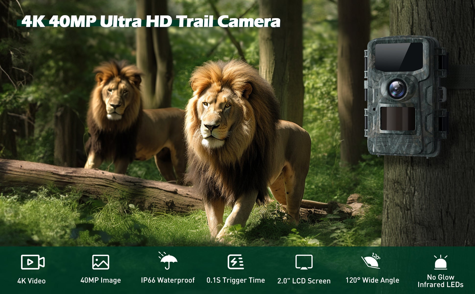 Trail Camera with 2.0‘’ LCD and Time Lapse for Wildlife Monitor