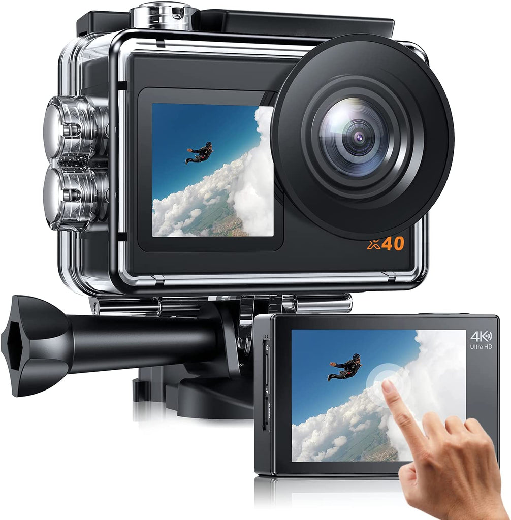 campark-x40-4k-30fps-20mp-dual-screen-action-camera-eis-wifi-131ft-waterproof-underwater-camera