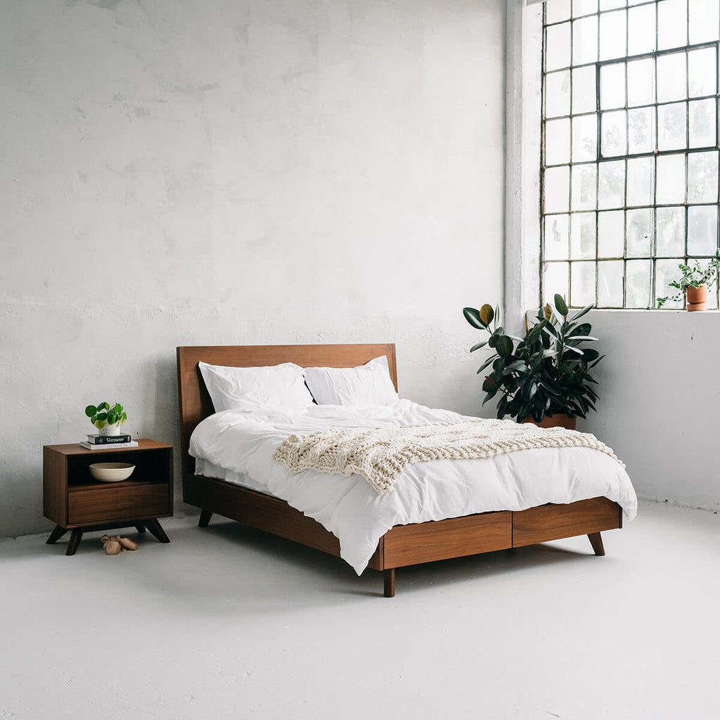 Mim Concept  best Modern furniture stores in Toronto, Ottawa and Mississauga to sell modern contemporary bedroom furniture and condo furniture. Italian leather headboard bed Low profile platform storage bed solid wood Scandinavian style