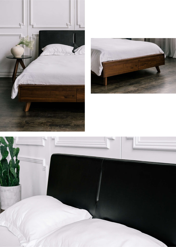 Mim Concept best Modern furniture stores in Toronto, Ottawa and Mississauga to sell modern contemporary bedroom furniture and condo furniture. Italian leather headboard bed Low profile platform storage bed solid oak wood modern organic