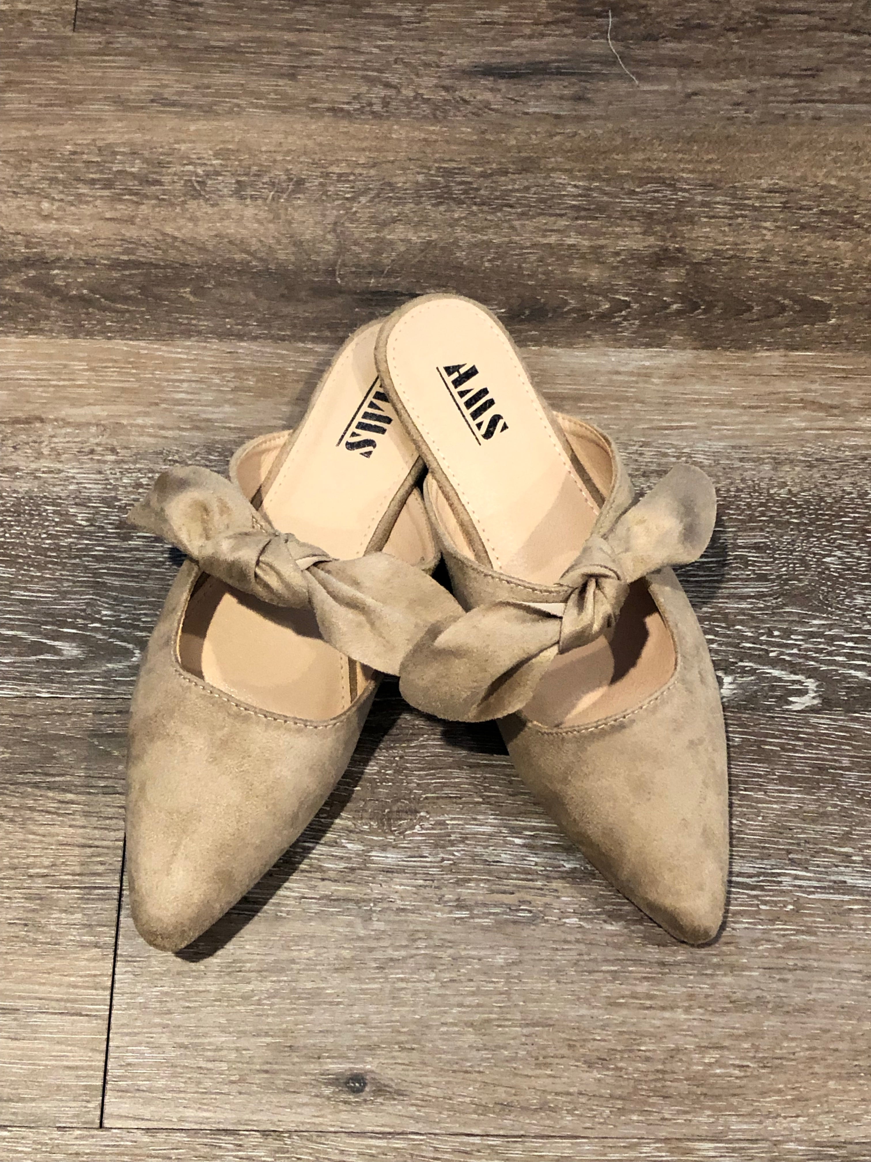taupe suede mules