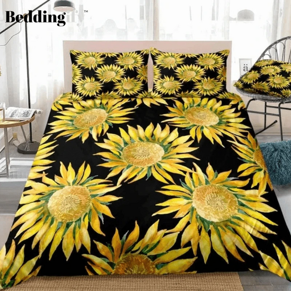 Watercolor Sunflowers Blooming Bedding Set