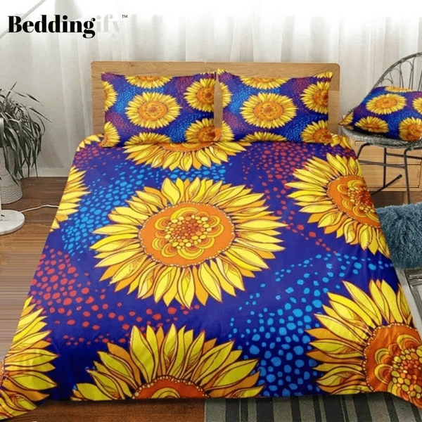 Sunflower Blue Background Bedding Set