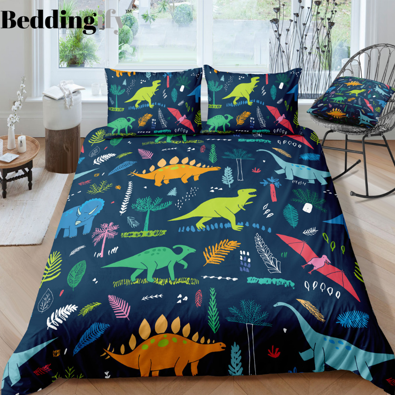 Green Cartoon Dinosaur Bedding Set Beddingify
