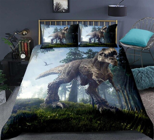 3D T-Rex Primitive Forest Dinosaurs Bedding, Soft and Comfortable Bedding Set For Your Bedroom