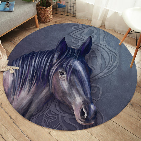 Image of Horse Gray SW2190 Round Rug