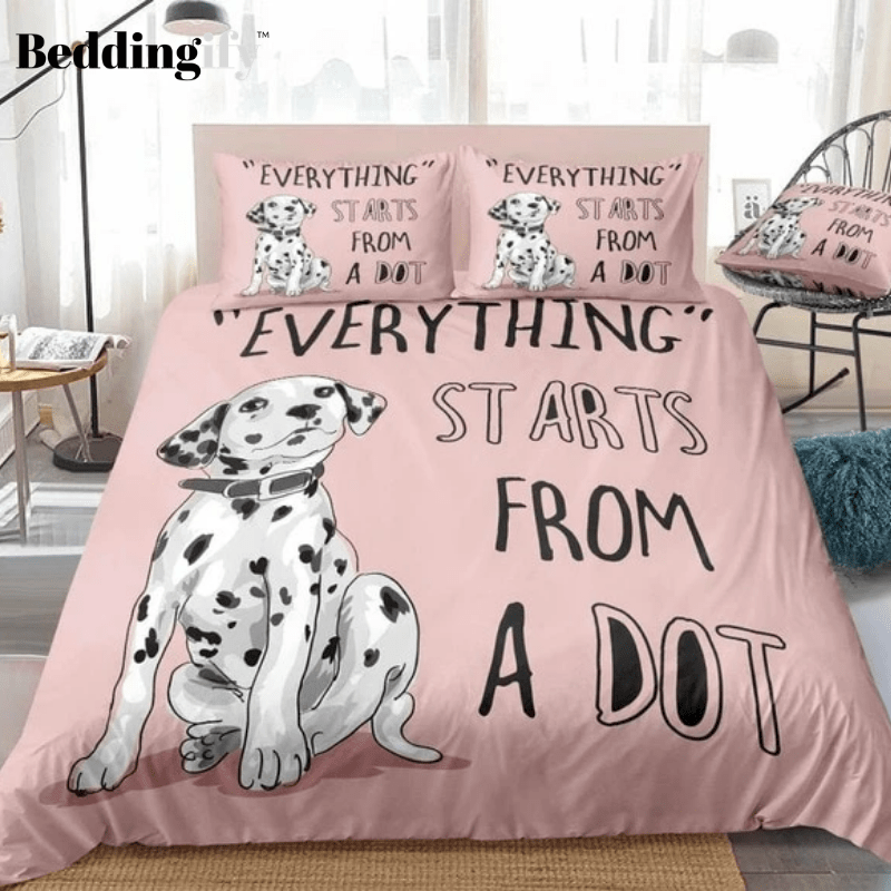 Cartoon Dog Pink Bedding Set - Beddingify