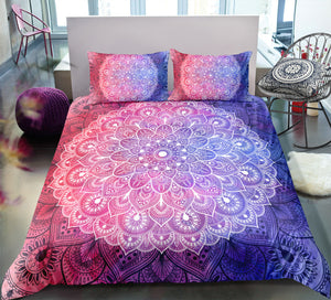 Black Pink Purple Mandala Pattern Bedding Set - Beddingify