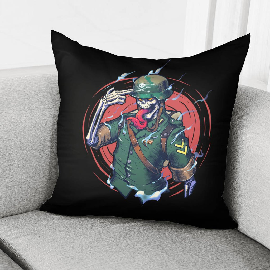 Skull Soldier Pillow Cover