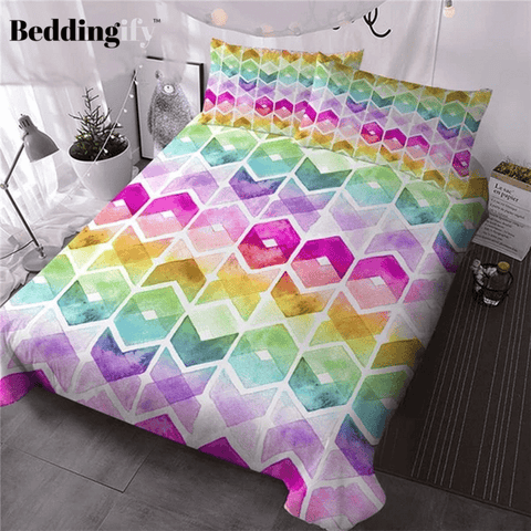 Image of Rainbow Colors Watercolor BeddingSet - Beddingify