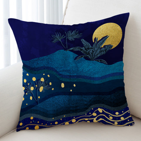 Image of Desert Night Screne Yellow Moon Navy Theme SWKD5175 Cushion Cover