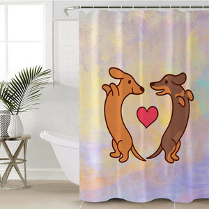 Cute Couple Dachshund Pastel Theme SWYL5154 Shower Curtain