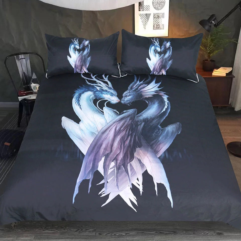 Sleepwish Purple Dragon Comforter Set For Kids Children Dragon Head Bed Comforter 4 Piece Boys Bedding Sets With 2 Pillowcases And 1 Cushion Cover Full Bedding Linen Com Home Textiles