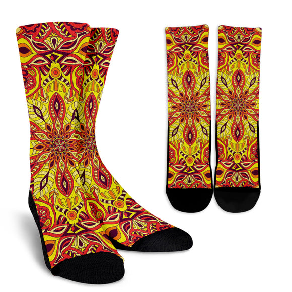 Red Sunny Mandala Crew Socks – This is iT Original