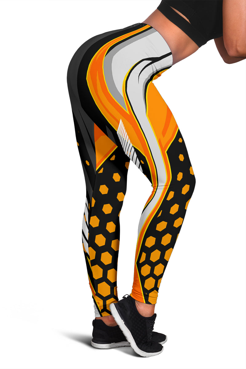 Racing Cosmic Style Black & Orange Vibes Women's Leggings – This is iT ...