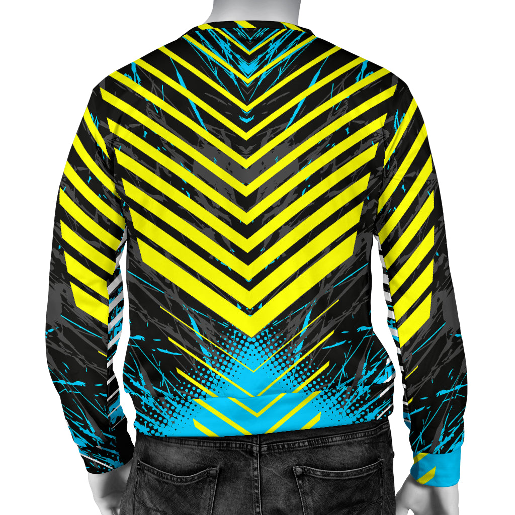 Racing Urban Style Blue & Yellow Stripes Vibes Men's Sweater – This is ...