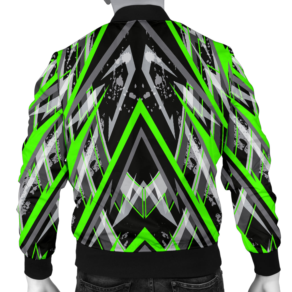 Racing Style Black & Neon Green Stripes Vibes Men's Bomber Jacket ...