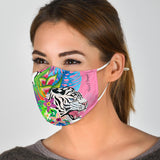 Old Pink Tropical Design With Two White Angry Tigers Protection Face Mask
