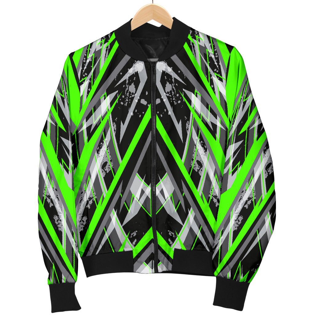 Racing Style Black & Neon Green Stripes Vibes Men's Bomber Jacket ...