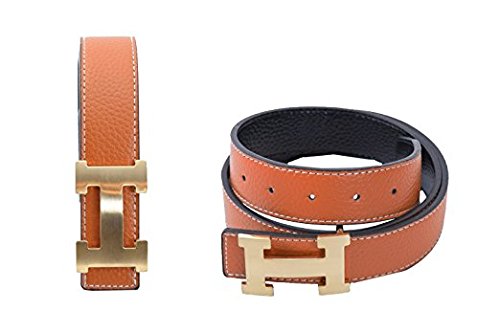 Women&#39;s H Reversible Leather Belt With Removable Buckle – stylefashionforever