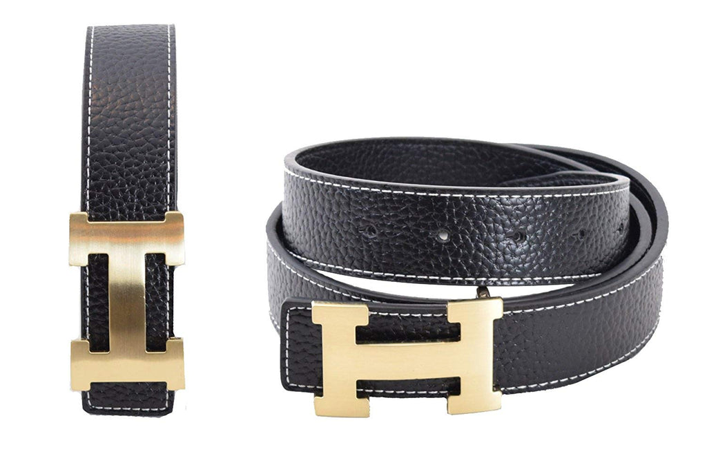 Women&#39;s H Reversible Leather Belt With Removable Buckle – stylefashionforever