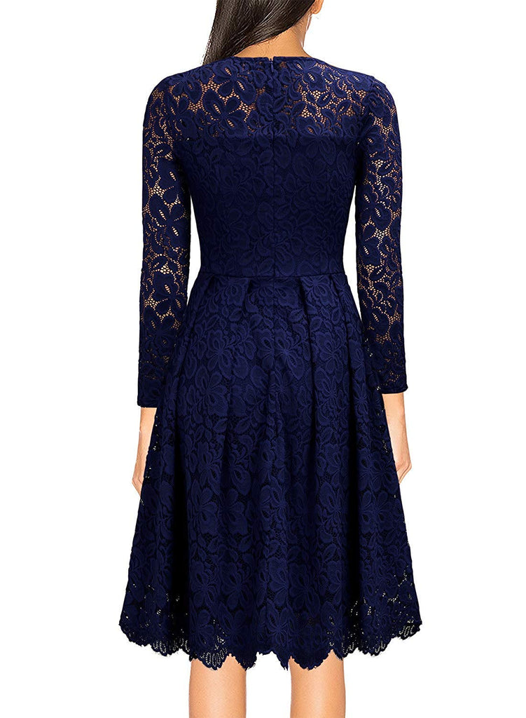 women's vintage floral lace boat neck cocktail formal swing dress