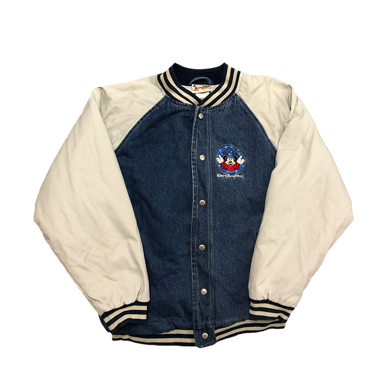 Vintage Walt Disney Mickey Mouse Varsity Bomber Denim Jacket S – Getem ...