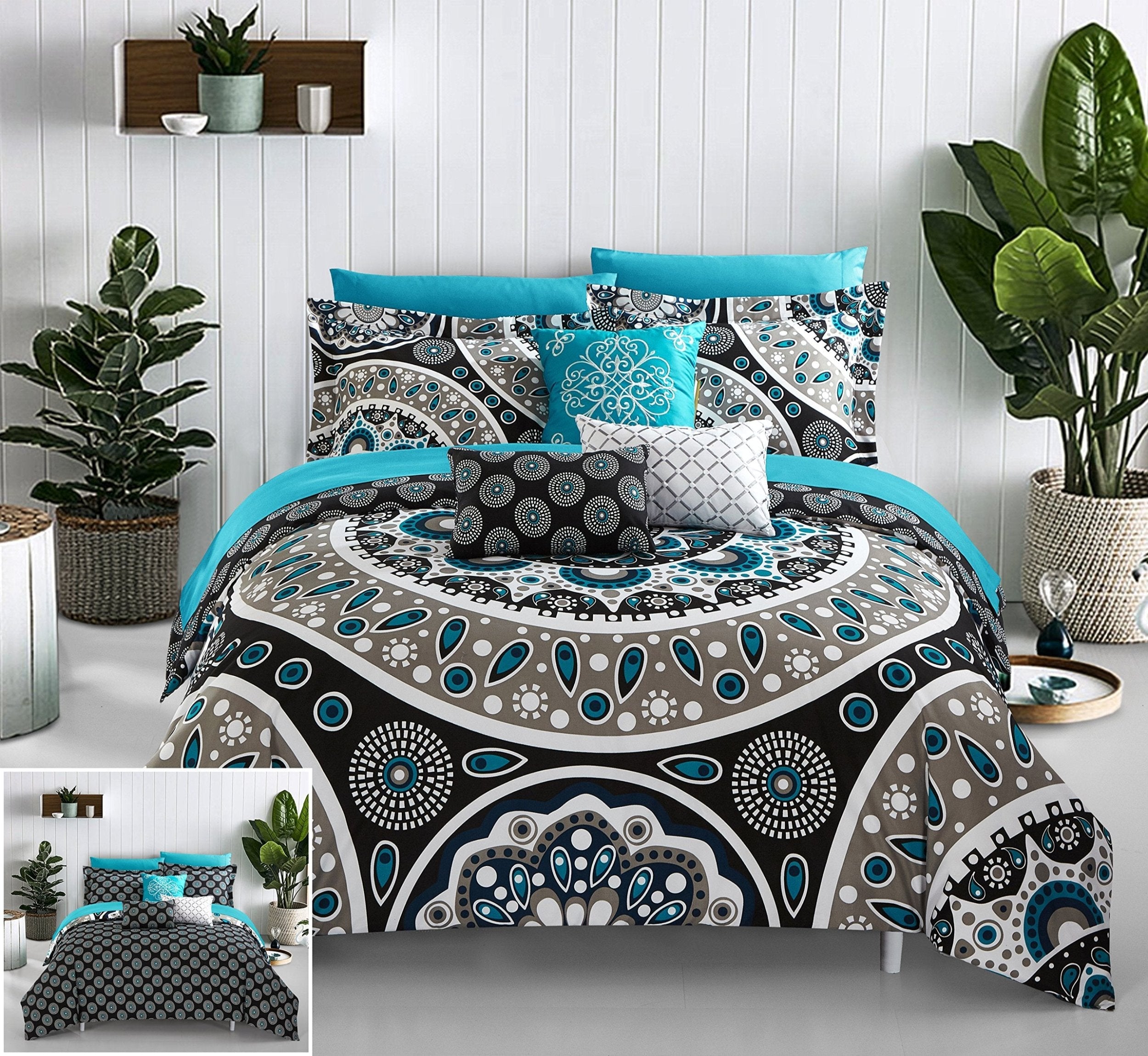 Reversible Bed in a Bag Comforter Set, King Size 10 pcs Set