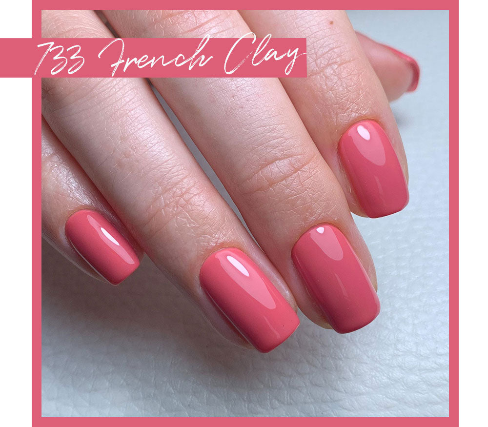 Calgel French Clay Pro Colour French Clay. Anique Pink Nail Swatch.