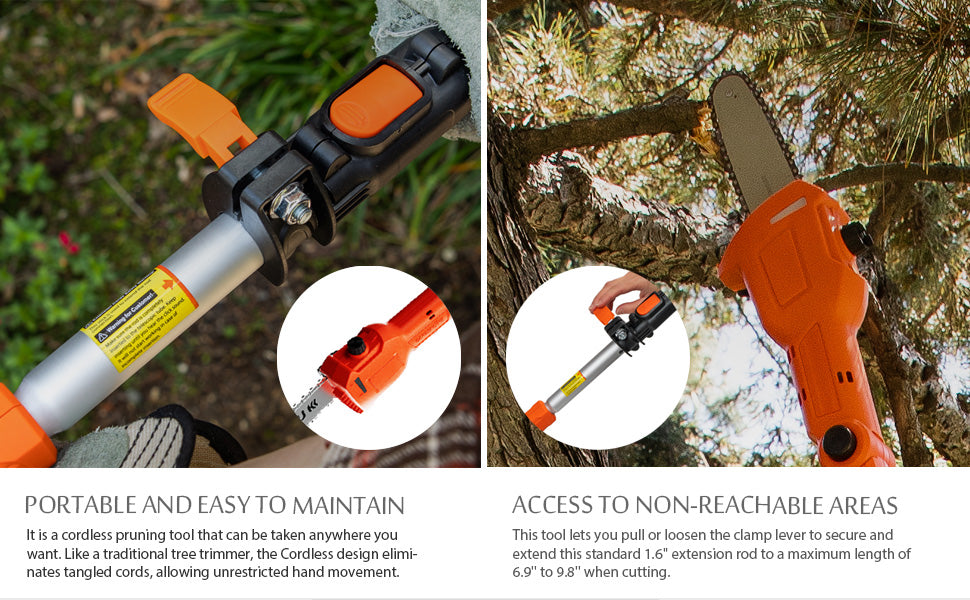 Ukoke Powerful 40V 8-Inch Cordless Pole Saw with 2.0Ah Battery and Charger Included - Make Tree Trimming A Breeze!