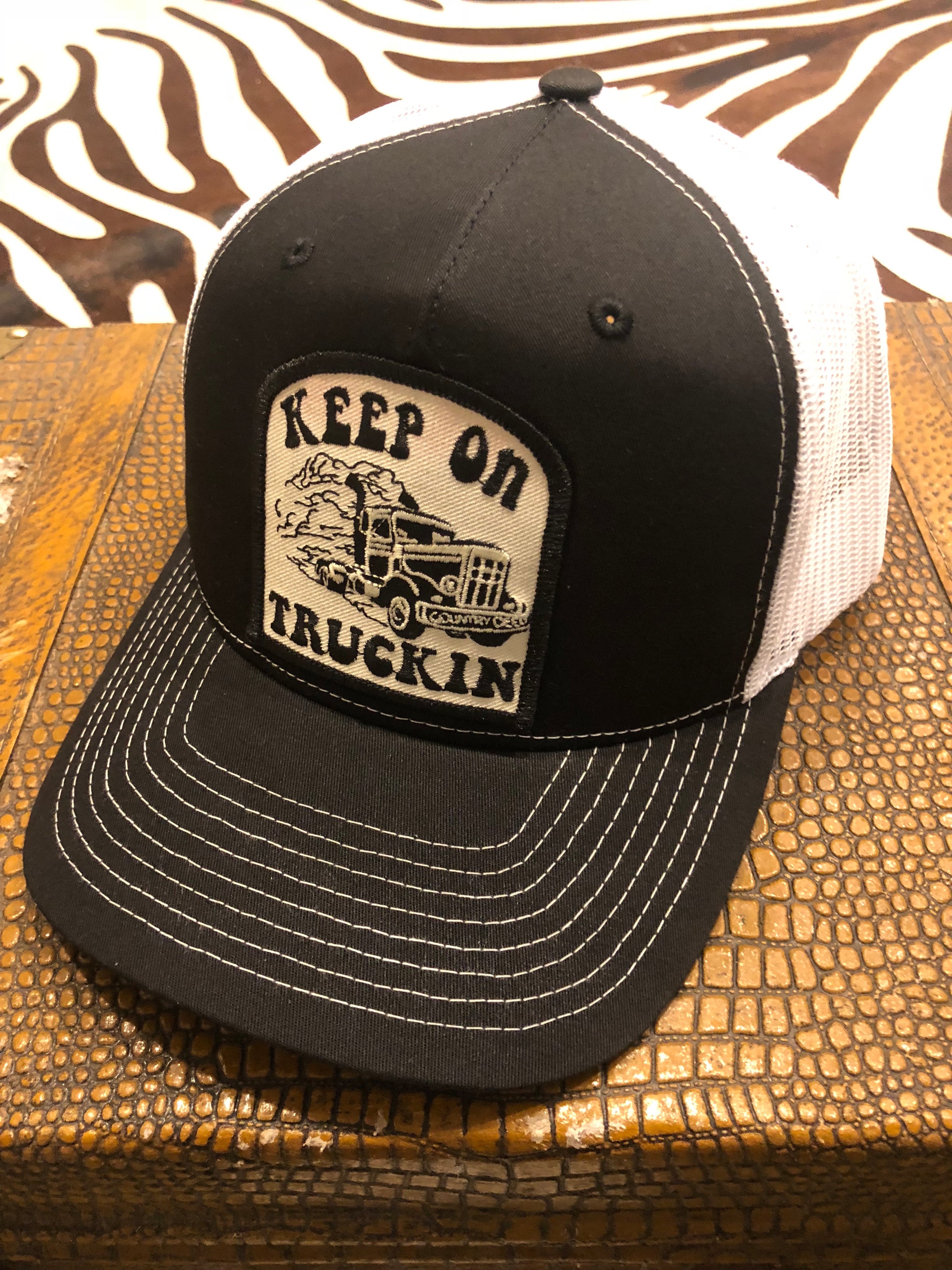 keep on truckin trucker hat