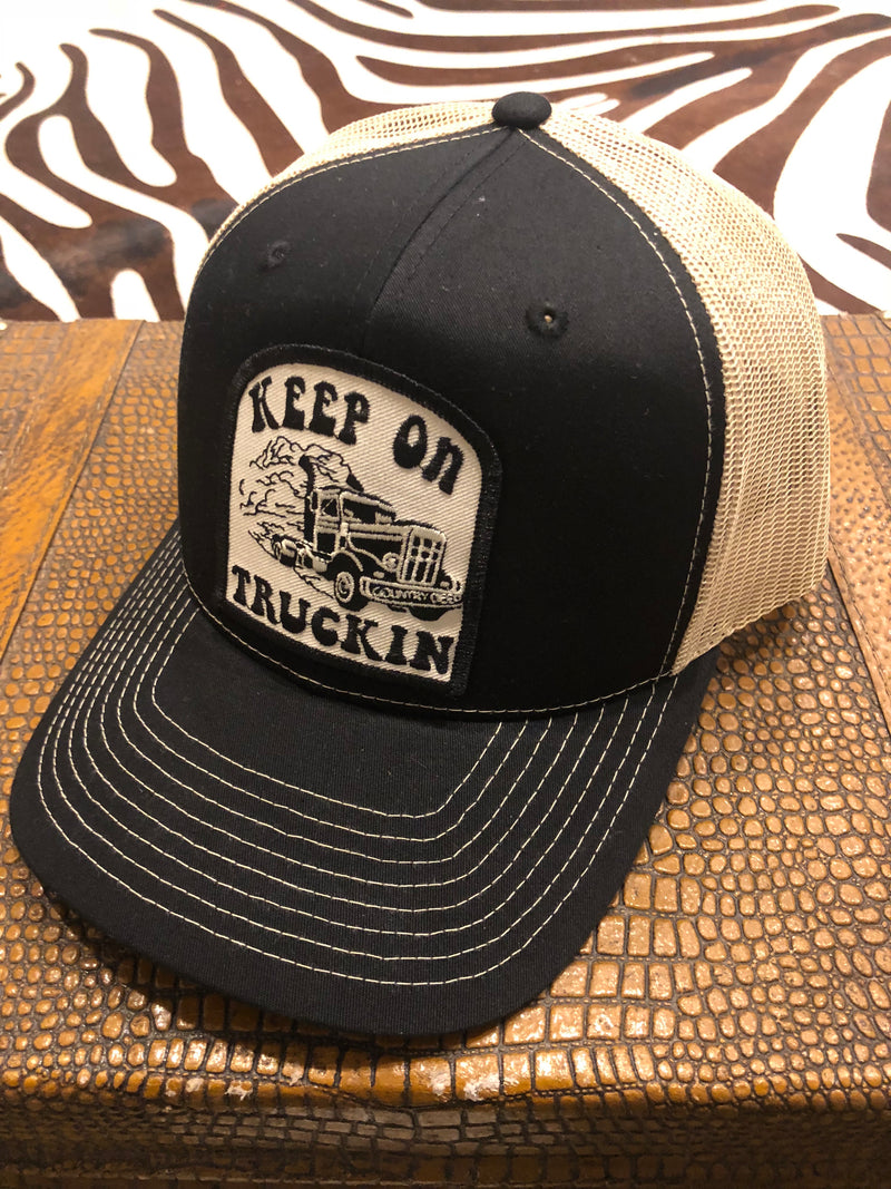 keep on truckin trucker hat
