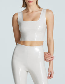 Faux Patent Leather Crop Top