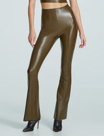 Commando - Faux Leather Crop Flared Legging - Olive and Bette's
