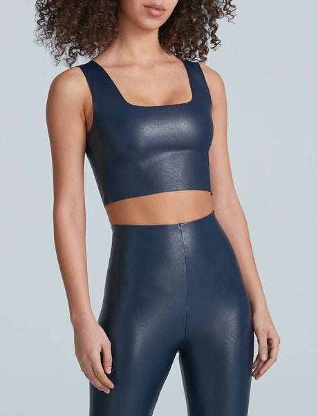 Commando faux leather patent leggings and crop top set in tan