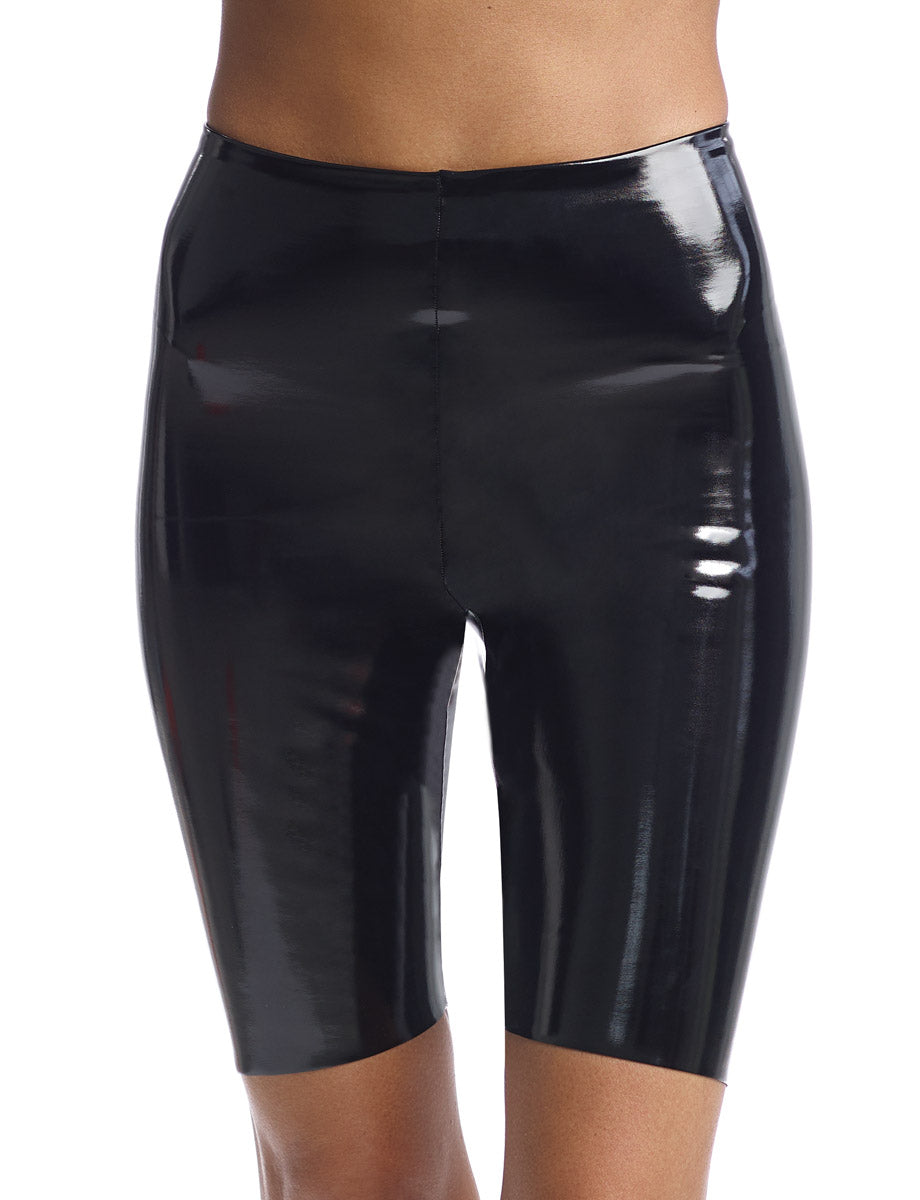 black leather biker shorts