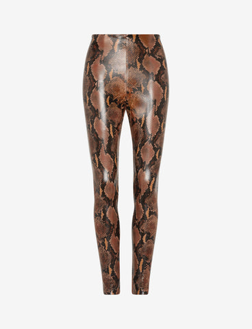 Fashionable leggings in faux leather, brown --50%